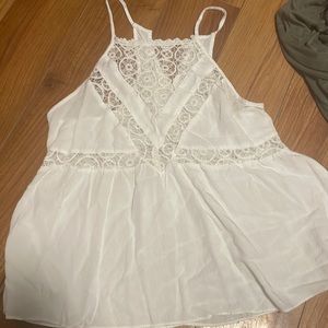 White high neck tank top